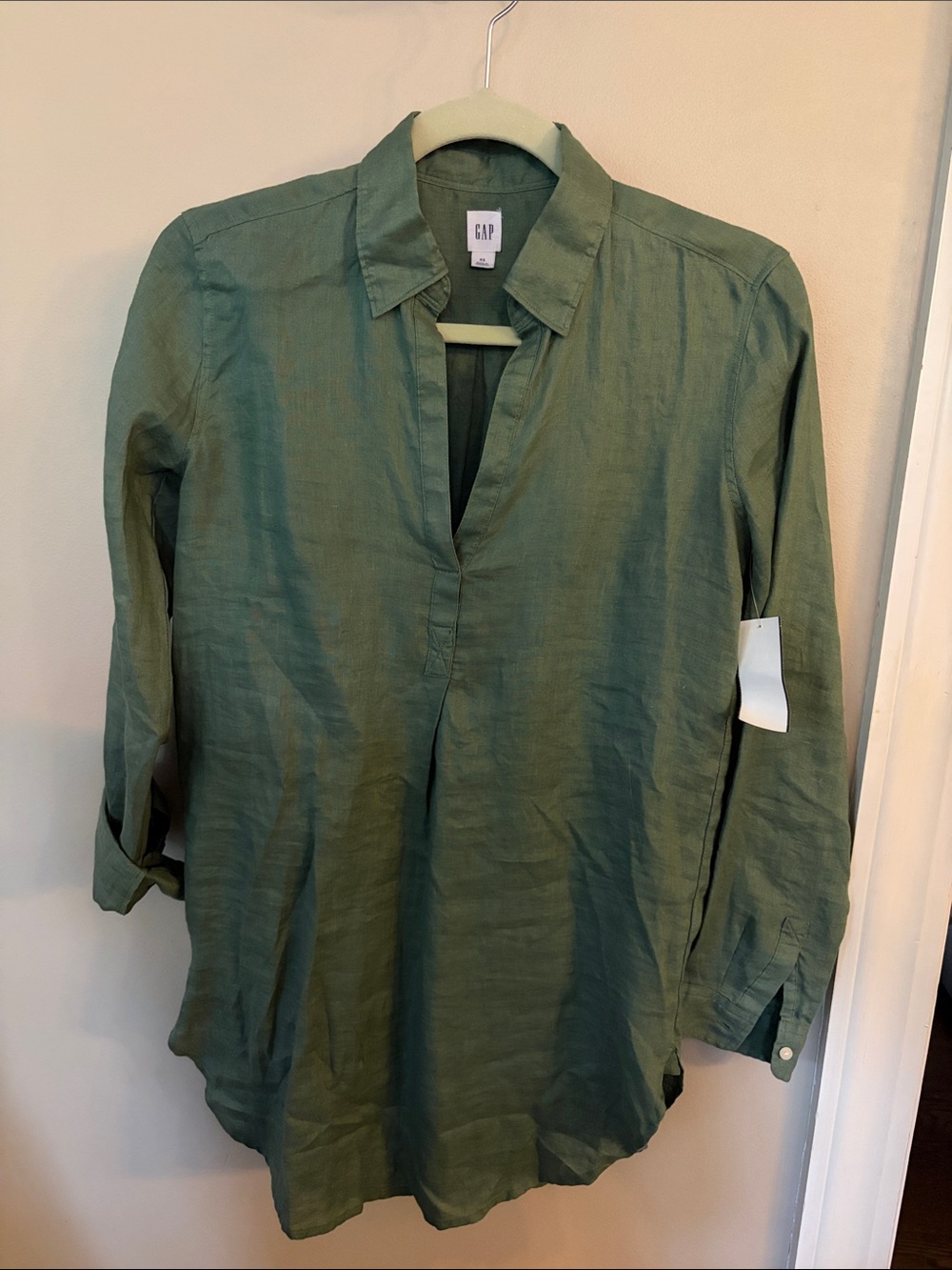 GAP Olive Green Women's Split V-Neck Tunic